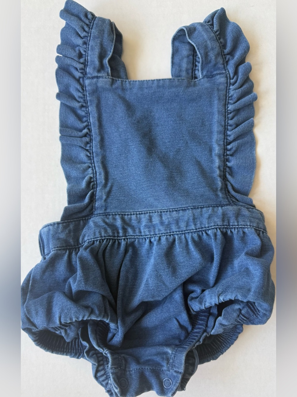 Cat & Jack Denim-Blue Ruffle Baby Romper
